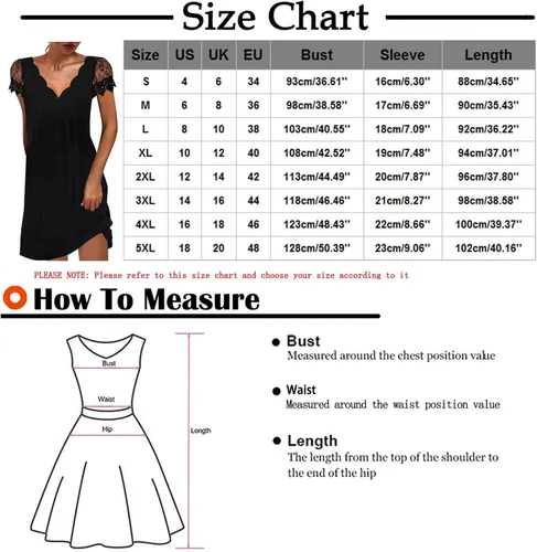 Vista 5 de Ladies Casual Positioning Print Wave V-Neck Lace Panel Short Sleeve Dress Summer Gift for Women