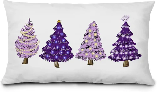 Vista 12 de KEUSPI Decoración Costera de Navidad - Fundas de almohada azules con árbol de Navidad de 12 x 20 pulgadas, fundas de almohada de Navidad Árbol