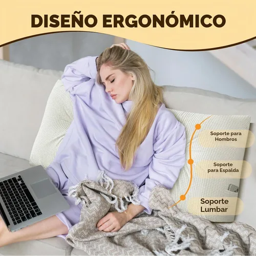Vista 5 de Almohada de cuña beige tamaño individual XL para dormitorio, cama, cabecero, almohadas de cuña para espacio de cabecero con funda no extraíble, 39 x
