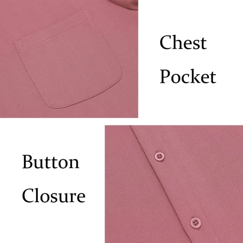 Vista 5 de COOFANDY Camisas casuales con botones para hombre, de manga corta, ajuste regular, sin pliegues, de punto, texturizadas