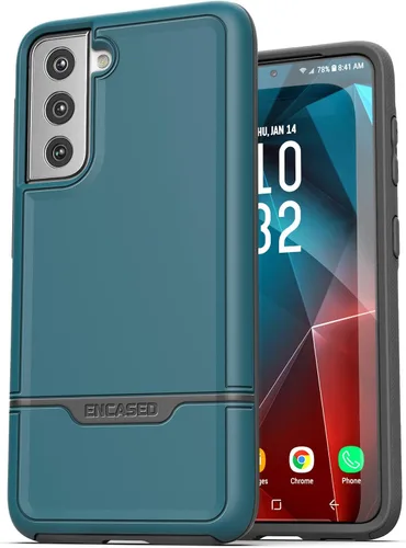 Vista 3 de Encased Rebel Series - Funda protectora resistente con clip para cinturón (2021) diseñada para Samsung Galaxy S21 Plus - Azul