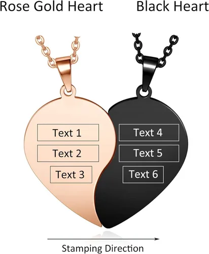 Vista 4 de Zysta Collares personalizados de rompecabezas de corazón a juego para parejas novio novia mujeres hombres yinyang para parejas collar con colgante