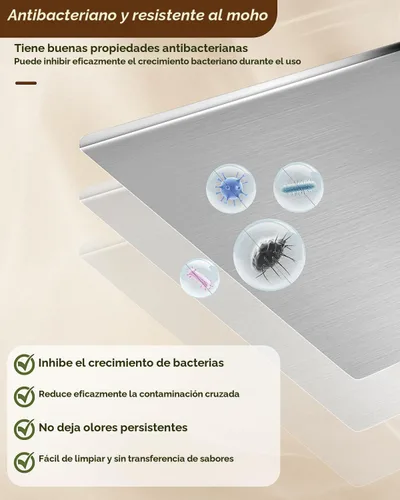 Vista 6 de Tabla de cortar de acero inoxidable 304 para cocina, tabla de pan grande en forma de L, tabla de cortar de doble cara para hornear, tabla de cortar