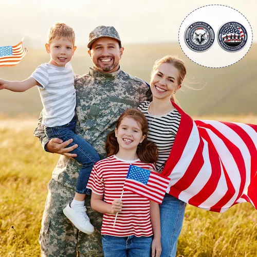 Vista 5 de Huquary 20 monedas militares de desafío para veteranos, monedas de agradecimiento por tu servicio, regalos para el día de los veteranos, regalos