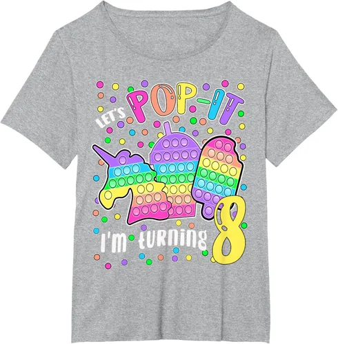 Vista 93 de Let's Pop-it I'm turning 8 Colorful 8th Birthday - Camiseta para niña, Negro