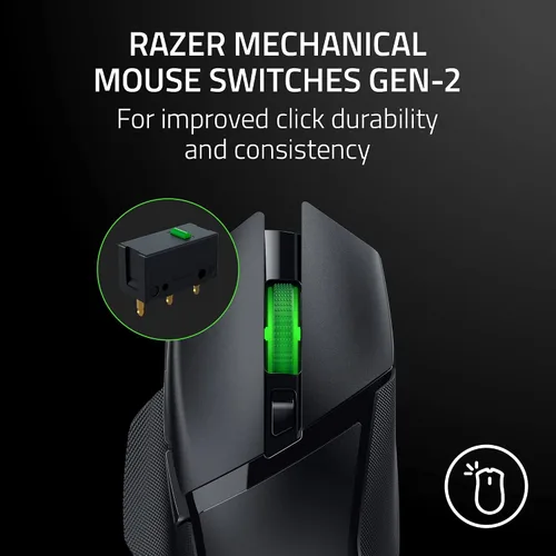 Vista 6 de Razer Basilisk V3 X HyperSpeed Ratón Inalámbrico Personalizable para Juegos: Interruptores Mecánicos Gen-2-5G Sensor Óptico Avanzado 18K - Chroma