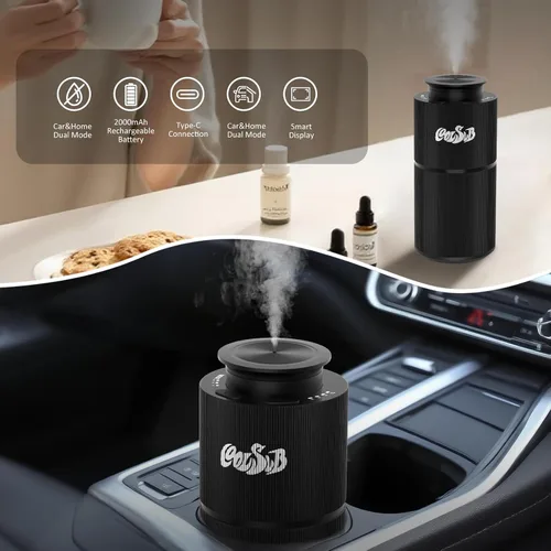 Vista 4 de Difusor inteligente sin agua, difusor sin agua para aceites esenciales con temporizador y 3 niveles de niebla, difusor de aceite esencial de Negro