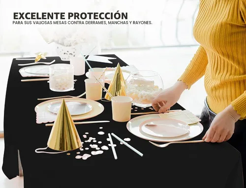 Vista 8 de Utopia Kitchen Mantel de plástico desechable (paquete de 6 unidades, 54 x 108 pulgadas), mantel rectangular negro, impermeable, resistente a