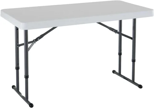 Vista 4 de Lifetime 80160 Mesa de utilidad plegable de altura comercial, 4 pies, granito blanco y muebles flash Madelyn mesa plegable para tarjetas, mesa