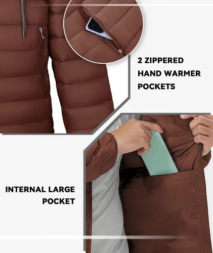 Vista 5 de SWISSWELL Chaqueta Puffer Ligera para Hombre con Capucha Acolchada Aislante Resistente al Agua Abrigo Cálido de Invierno con Cremallera y Capucha