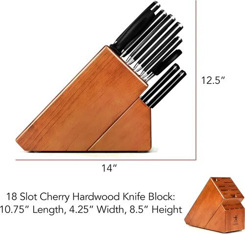 Vista 7 de J.A. Henckels International, juego de 19 cuchillos Premio forjados con base de madera de cerezo