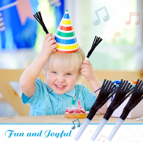 Vista 3 de 48 sopladores de fiesta, fabricantes de ruido de Nochevieja, fabricantes de ruido negro, para baby shower, cumpleaños de niños, fiesta de Año Nuevo
