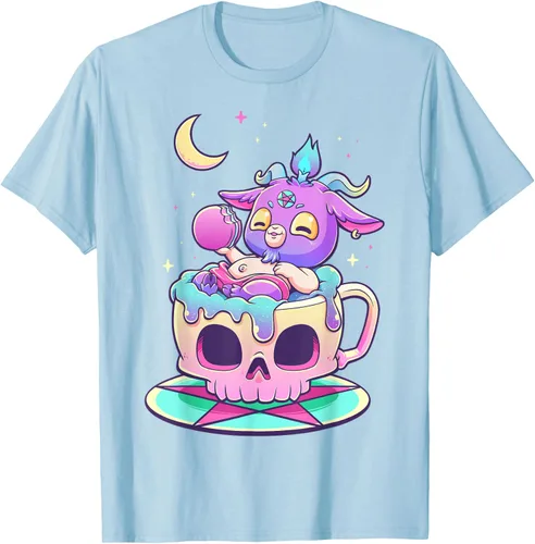 Vista 108 de Kawaii Pastel Goth Cute espeluznante Pentáculo Baphomet - Camiseta de cabra, Negro
