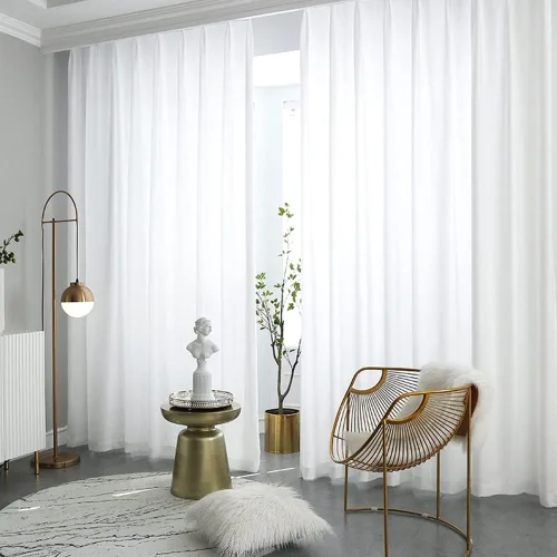 Vista 2 de 2 cortinas de ventana de lino sintético con plisado con pellizco, color blanco, de 84 pulgadas de largo, lujosas, con tacto de terciopelo suave