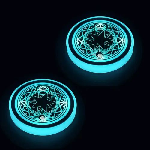 Vista 22 de Paquete de 2 posavasos con luz para automóvil, luces LED, sensor inteligente, recargable, 7 posavasos que cambian de color (A)