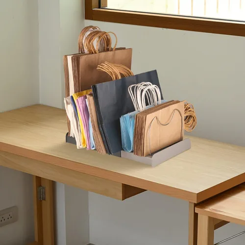 Vista 6 de Engorgio Organizador de bolsas de compras ajustable, ideal para almacenar tela plegada, papel, almuerzo y alimentos reutilizables, compras y bolsas