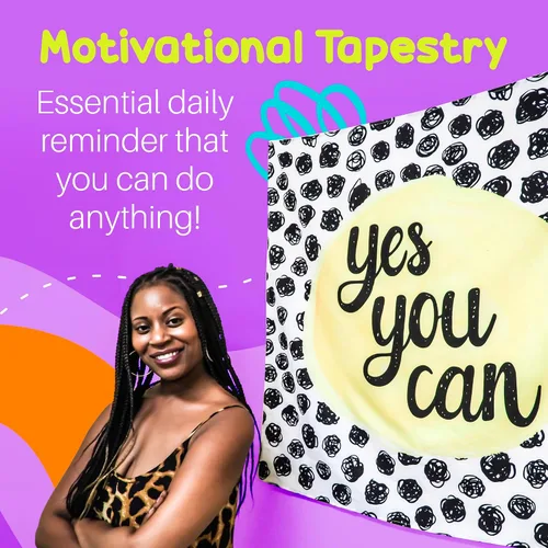 Vista 3 de Birdy Boutique "Yes You Can" - Tapiz motivacional para colgar en la pared, con cita inspiradora de 36 x 36 pulgadas, pancarta de afirmación positiva