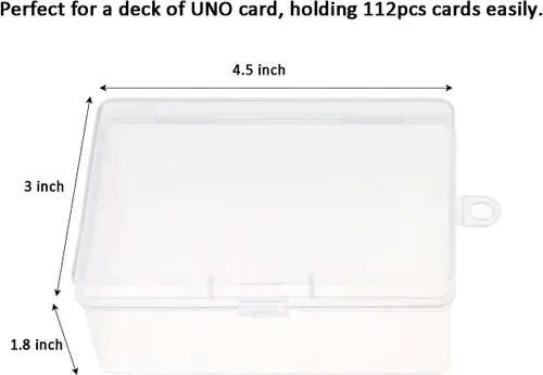 Vista 3 de Funda de plástico UNO para tarjetas compatible con 112 piezas de juego de cartas Classic Mattel UNO, caja de almacenamiento de alta capacidad