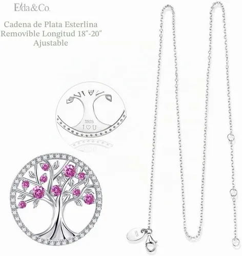 Vista 4 de Collar de árbol de la vida para mujer, collar de perlas esmeralda piedras natales de mayo, junio, para esposa, mamá, regalos de cumpleaños