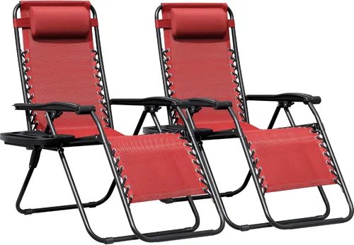 Vista 9 de Greesum Sillas Zero Gravity - Juego de 2 sillones reclinables ajustables de malla de acero para playa, terraza, césped, camping, patio, silla Negro