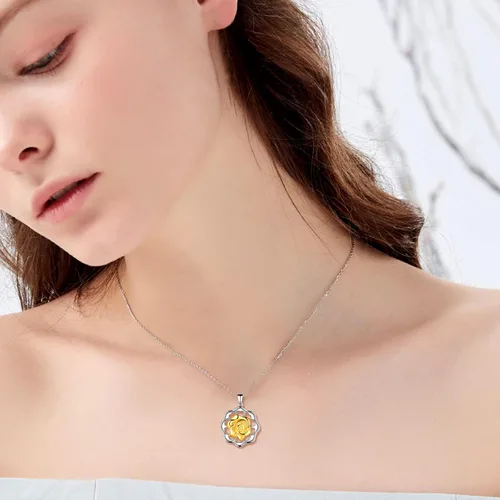 Vista 3 de Collar de mariposa y girasol, collar de colibrí de plata esterlina 925 con colgante de flor de margarita, rosa, joyería fina, regalo para mujeres