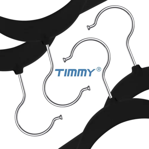 Vista 7 de TIMMY Perchas de terciopelo de alta calidad – Perchas negras resistentes antideslizantes que ahorran espacio para abrigos, trajes y suéteres