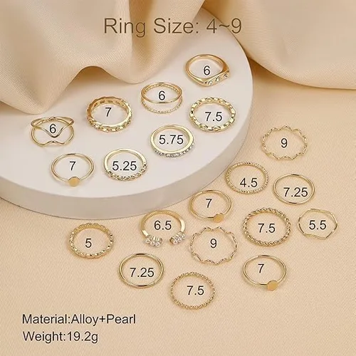 Vista 6 de ÌF ME Juego de 24 anillos dorados vintage para nudillos para mujeres y niñas, bohemios, delicados y apilables, anillos de dedo midi, serpiente