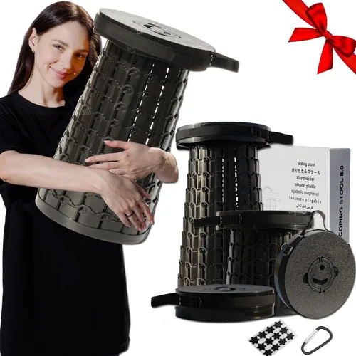 Vista 12 de Taburete plegable retráctil portátil mejorado de 19.7" con cojín, taburete plegable telescópico para adultos de alta resistencia con capacidad