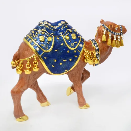 Vista 2 de Feng Shui Flujo de efectivo azul Camello Estatua Decoración de oficina en casa Riqueza Porsperidad Éxito Escultura de aleación Año Nuevo W5491-azul