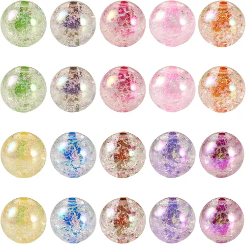 Vista 7 de Craftdady 30 cuentas acrílicas de 0.787 in de goma de mascar de color AB cuentas focales redondas gruesas de burbujas espaciadoras para bolígrafos