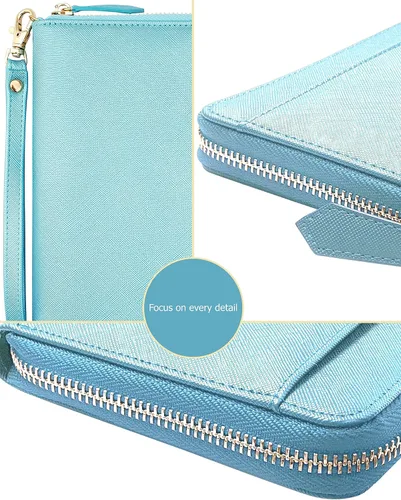Vista 3 de Travel wallet Document Organizer RFID Passport Case Family Holder (Pearl Blue)