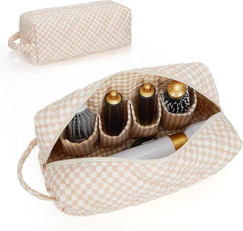 Vista 11 de Bolsa de viaje con asa acolchada con estampado de leopardo compatible con Dyson Airwrap, estuche de viaje para organizador Shark Flexstyle