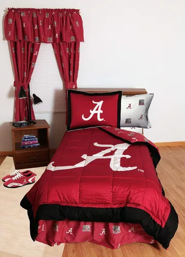 Vista 2 de College Covers Everything Comfy Alabama Crimson Tide - Juego de paneles de cortina, 2 paneles, 2 alzapaños a juego, 42 pulgadas de ancho por 63