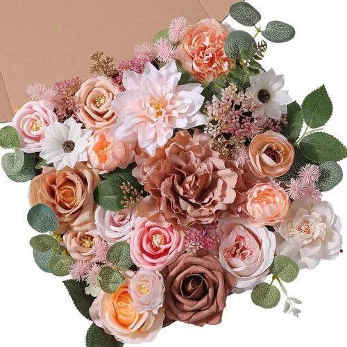 Vista 15 de Serra Flora Caja Combo de Flores Artificiales para Ramos de Boda DIY, Centros de Mesa, Arreglos, Despedida de Soltera, Fiesta, Decoraciones