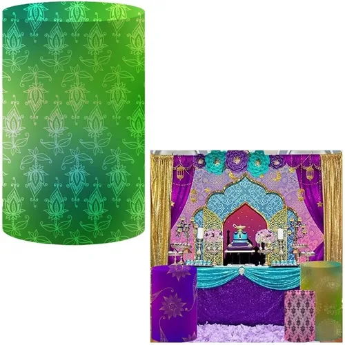 Vista 14 de NIVIUS PHOTO Cubierta cilíndrica de la India Bollywood para decoración de fiesta, elástica, elástica, elastano, pedestal NO-1399