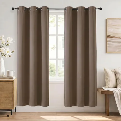 Vista 48 de Simplebrand Cortinas blancas puras de 96 pulgadas de largo para oscurecer la habitación, juego de 2 paneles para dormitorio/sala de estar, bloqueo