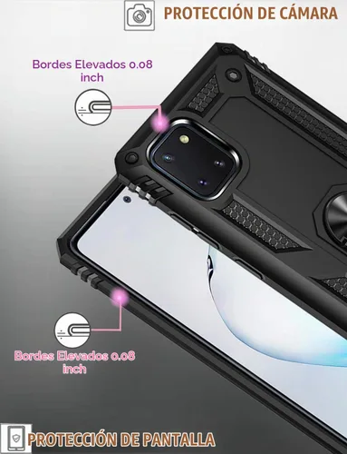Vista 4 de Funda para Galaxy Note 10 Lite - Funda protectora de grado militar con soporte magnético para anillo de coche, cubierta de soporte para Samsung