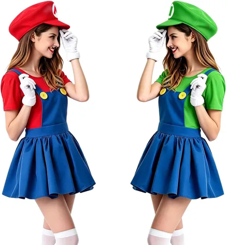 Vista 4 de Jolbndcv Red and Green Hat with Gloves Buttons and Beard Gloves Mushroom Brooch Fake Noses for Cosplay Costume Juego de coronas