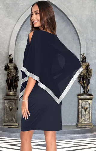Vista 5 de KOH KOH Minivestido midi elegante para mujer con capa de cóctel elegante y modesto para dama de honor