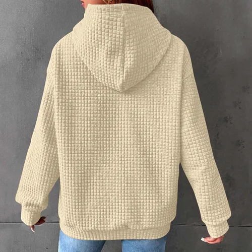 Vista 5 de Sudadera de fútbol para mujer, de manga larga, con cordón, con capucha, ajuste delgado, casual, con bolsillo