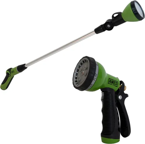 Vista 18 de AMES - Pulverizador de boquilla de manguera de agua, 7 patrones de pulverización, alta presión, resistente, ducha, plano, centro, cono, remojo