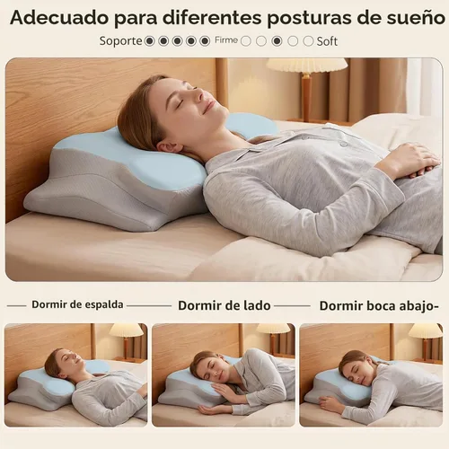 Vista 6 de Ylekto Almohada cervical para el cuello para aliviar el dolor, almohadas de Azul & gris