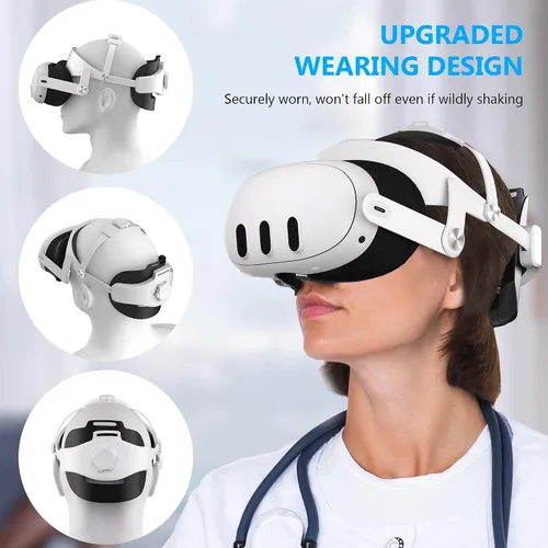 Vista 3 de Comfort Head Strap Compatible with Meta Quest 3 Accessories. MQ3 Elite Strap Replacement for Enhanced Support, Pressure-Free, Immersive VR Gaming
