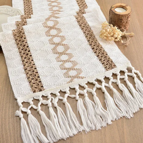 Vista 20 de FEXIA Camino de Mesa Negro con Borlas de 72 Pulgadas Macramé Boho Estilo Granja Camino de Mesa para Decoración de Dormitorio y Comedor