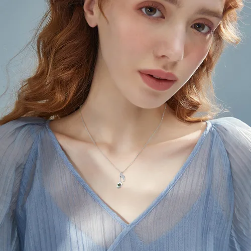 Vista 5 de Collar de plata de ley 925 con colgante de nota musical, regalo de joyería musical para mujeres, amantes de la música, Plata esterlina, Circonia