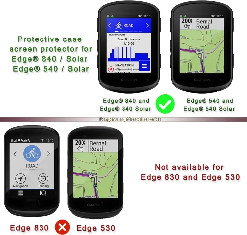 Vista 8 de Protector de pantalla de reloj inteligente compatible con Garmin Edge 840, Solar y Edge 540, funda solar de silicona suave y película protectora