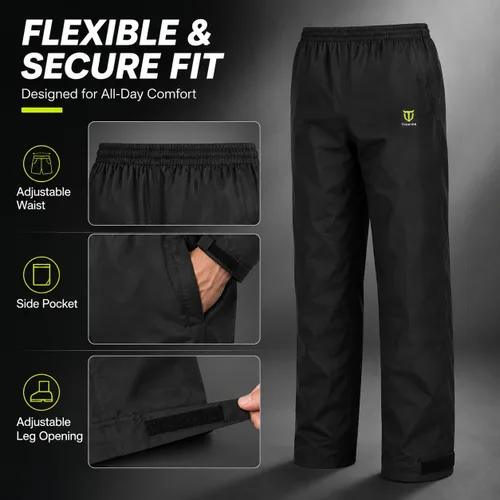 Vista 4 de TIDEWE Traje de lluvia para hombre, impermeable, ligero, de 2 piezas Costuras selladas, puños y cintura ajustables, tejido de alta densidad