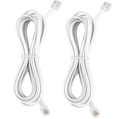 Vista 15 de LanSenSu Cable RJ12 RJ12 6P6C macho a macho recto con cable para uso de datos y voz, paquete de 2 unidades (negro, 3.3 pies)