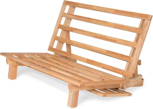 Vista 21 de Nirvana Futons Tumbona de futón doble con colchón de microfibra de madera maciza natural Fudge de microfibra