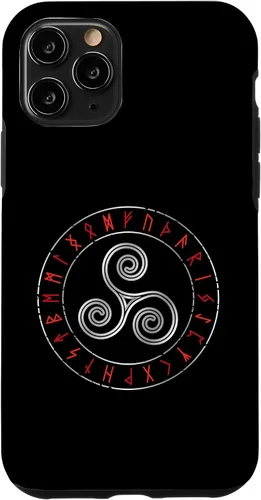 Vista 10 de iPhone 15 Triskele de mitología nórdica - Círculo rúnico Viking Runes Celtic Case